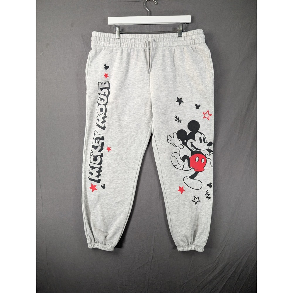 Disney Mickey Mouse Womens XXL Grey Graphic Jogger Sweatpants - Picture 1 of 9